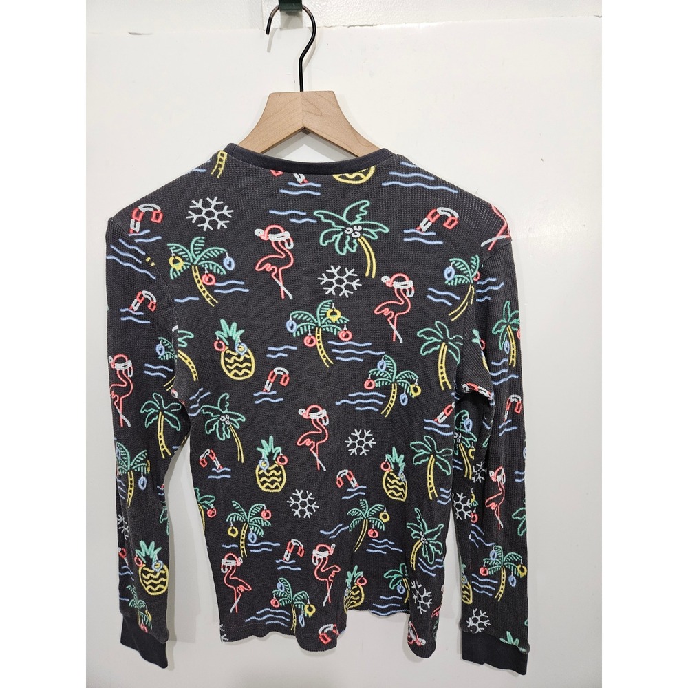 Chubbies Mens Small Christmas Flamingo Thermal Shirt Waffle Knit Tropical Holida - Picture 8 of 8
